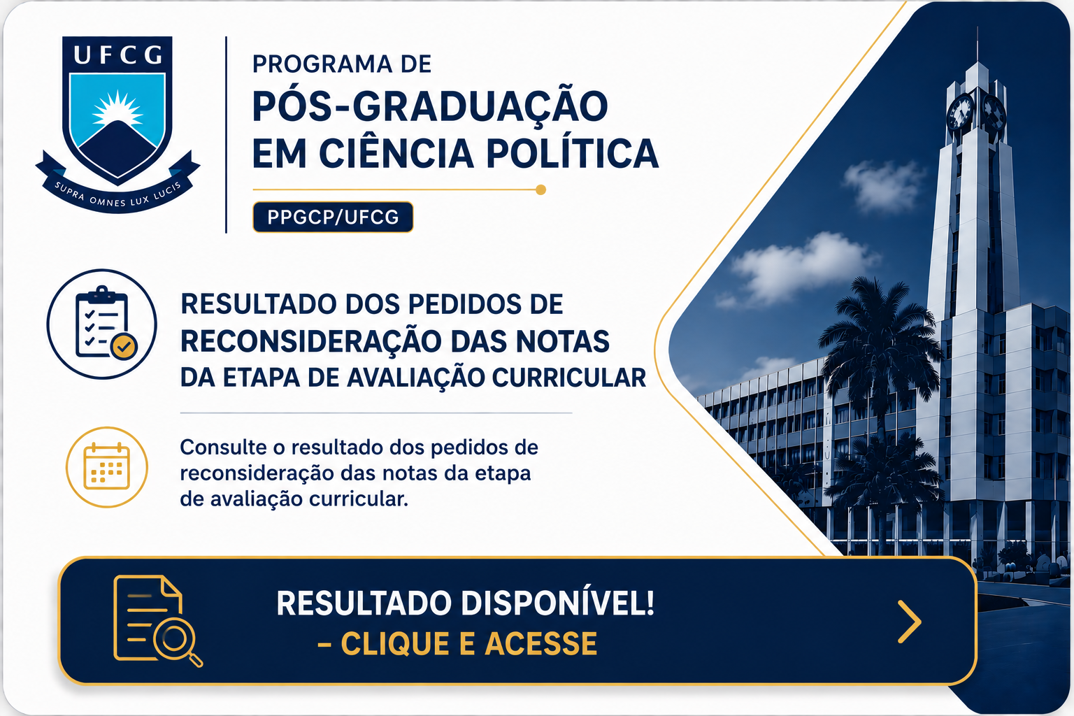 Resultado dos pedidos de reconsideração das notas da etapa de avaliação curricular