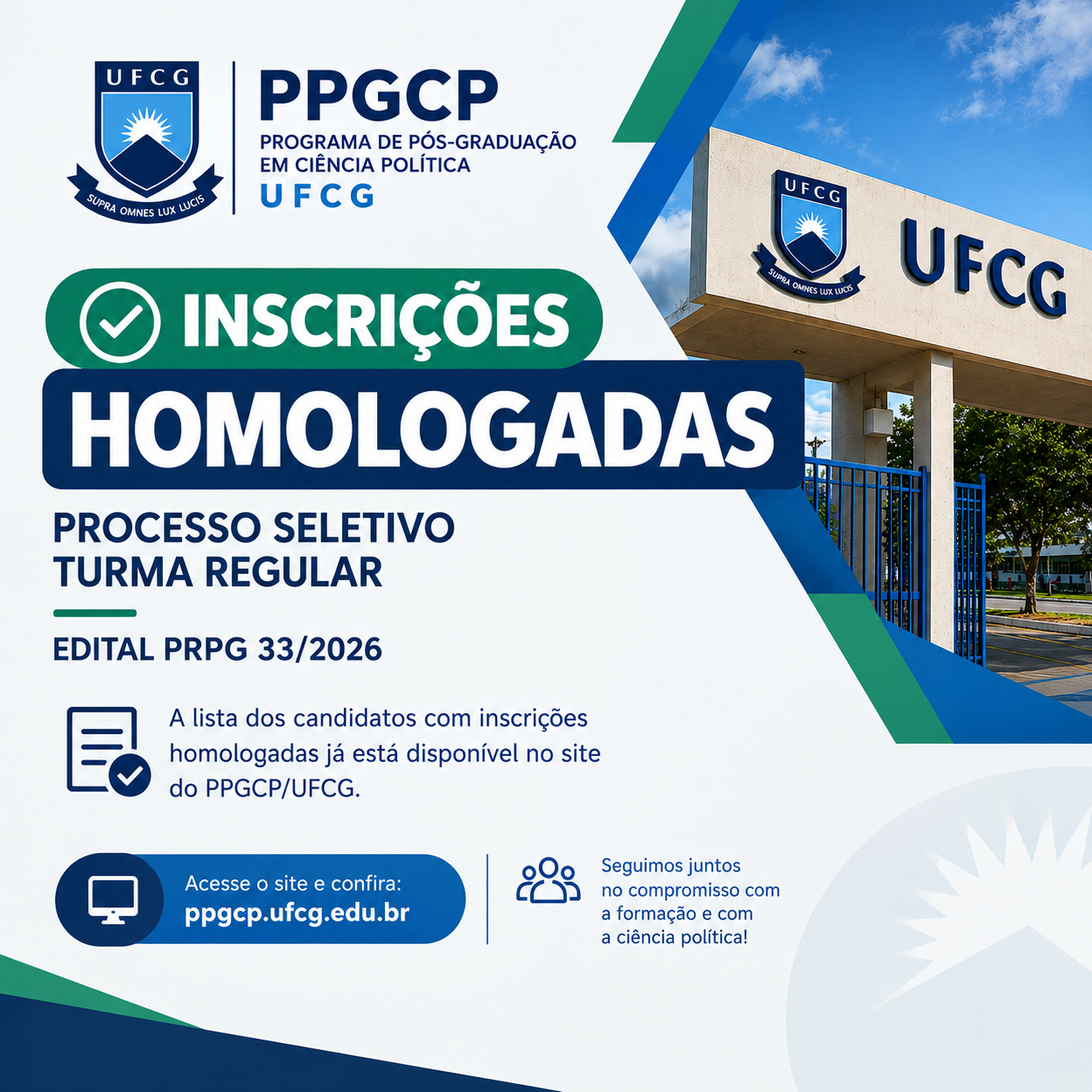 Inscrições homologadas - Edital PRPG 33/2026