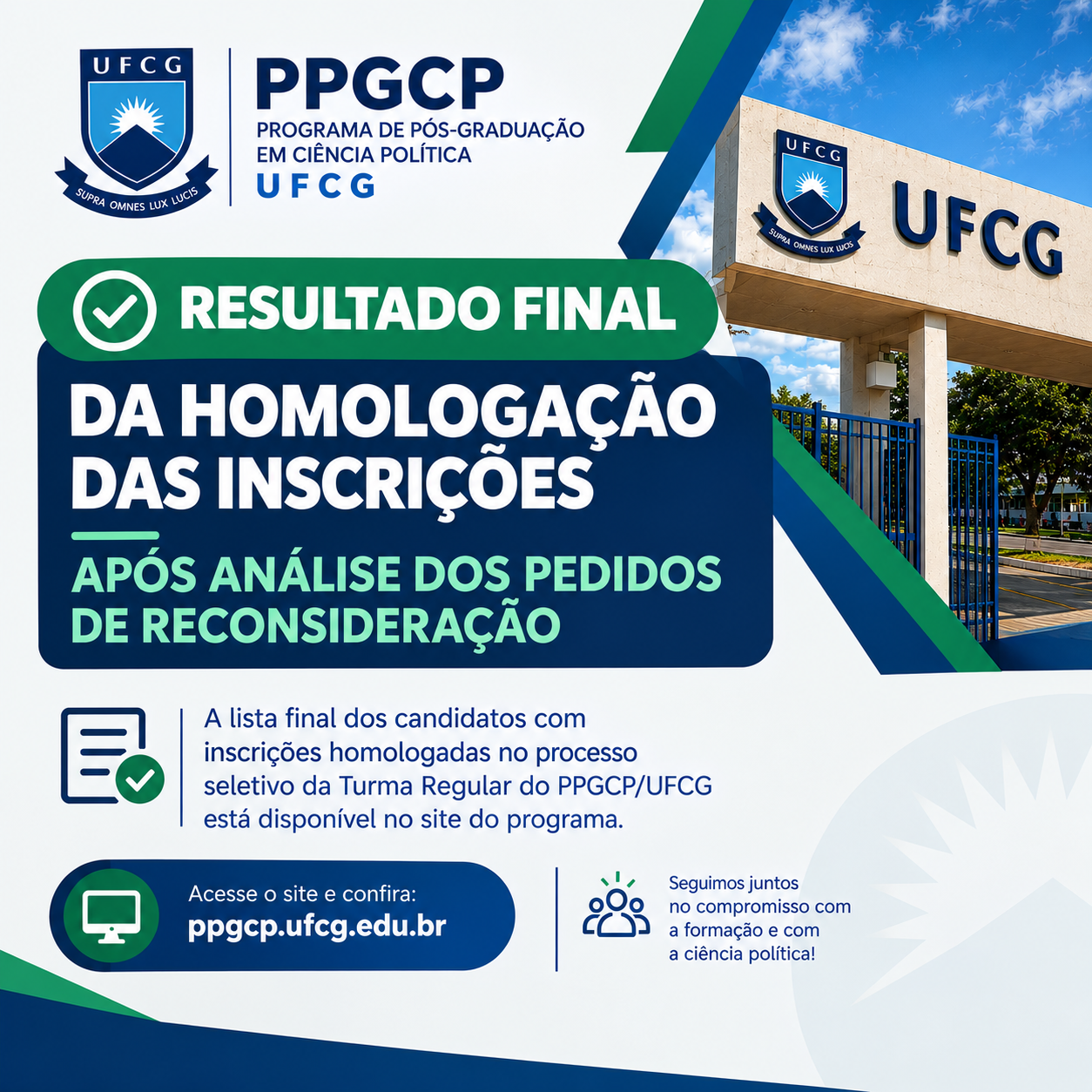 Resultado Final da Homologação das Inscrições – Após Análise dos Pedidos de Reconsideração
